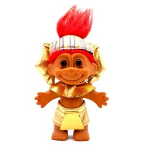 Vtg Russ Troll Doll Egyptian‎ Pharaoh King Tut with Red Hair 90s Good Luck Rare